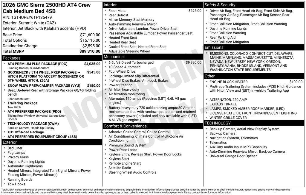 new 2026 GMC Sierra 2500 car, priced at $84,210