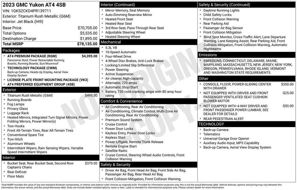 used 2023 GMC Yukon car, priced at $59,500