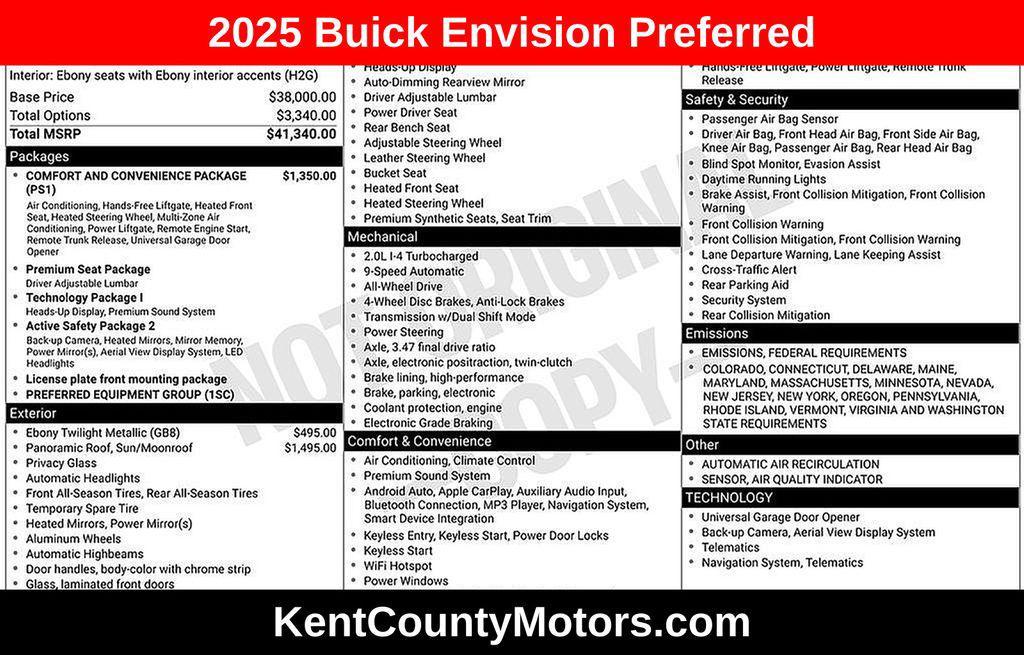 used 2025 Buick Envision car, priced at $34,000