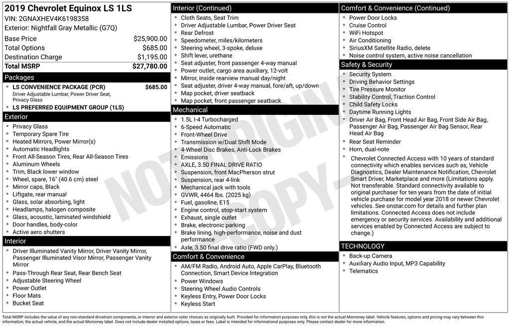 used 2019 Chevrolet Equinox car, priced at $12,500