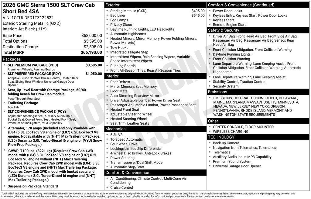 new 2026 GMC Sierra 1500 car, priced at $59,940