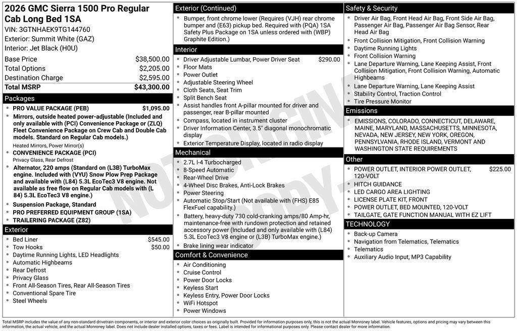 new 2026 GMC Sierra 1500 car, priced at $36,450