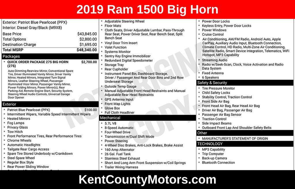 used 2019 Ram 1500 car, priced at $20,000