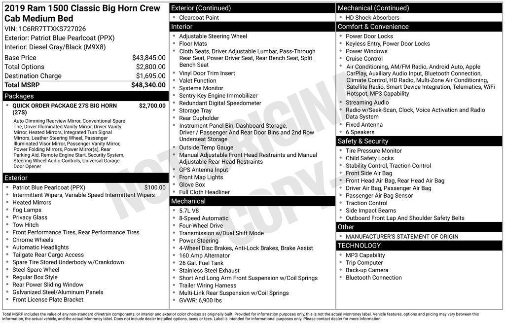 used 2019 Ram 1500 car, priced at $20,000