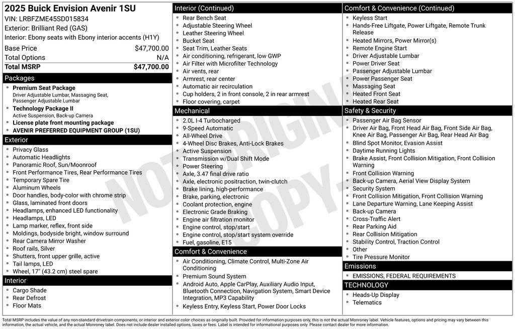 new 2025 Buick Envision car, priced at $42,000