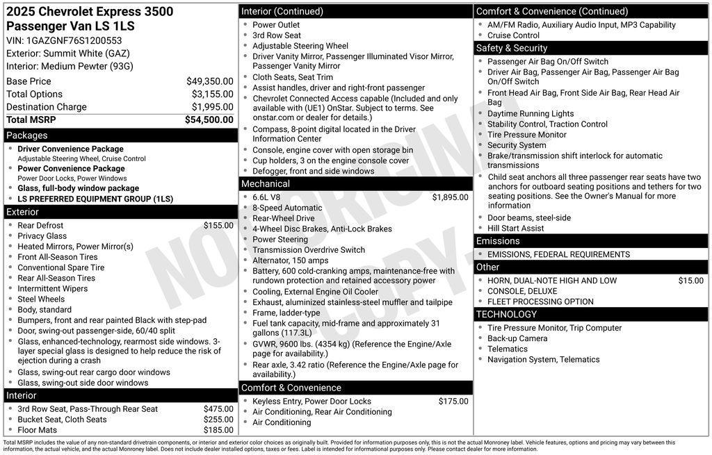 used 2025 Chevrolet Express 3500 car