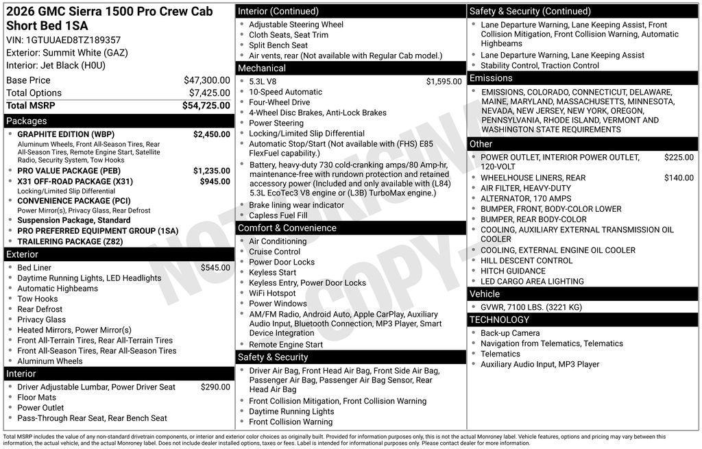 new 2026 GMC Sierra 1500 car, priced at $52,470