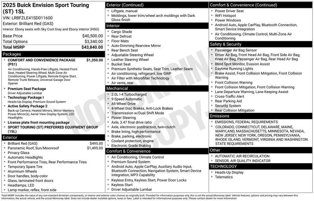 new 2025 Buick Envision car, priced at $39,000