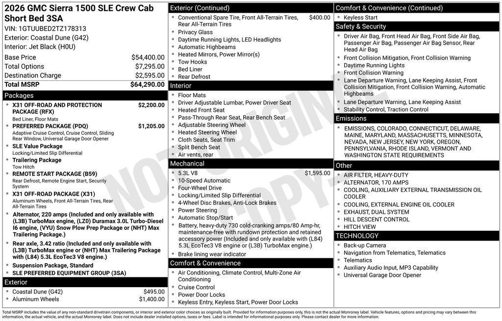 new 2026 GMC Sierra 1500 car, priced at $57,400