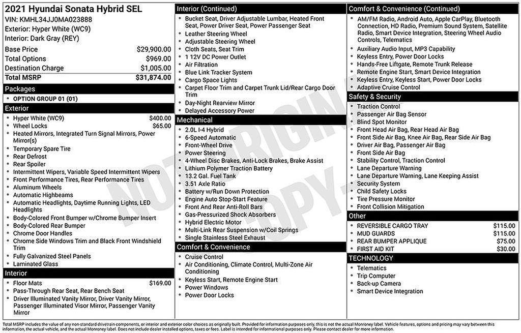 used 2021 Hyundai Sonata Hybrid car
