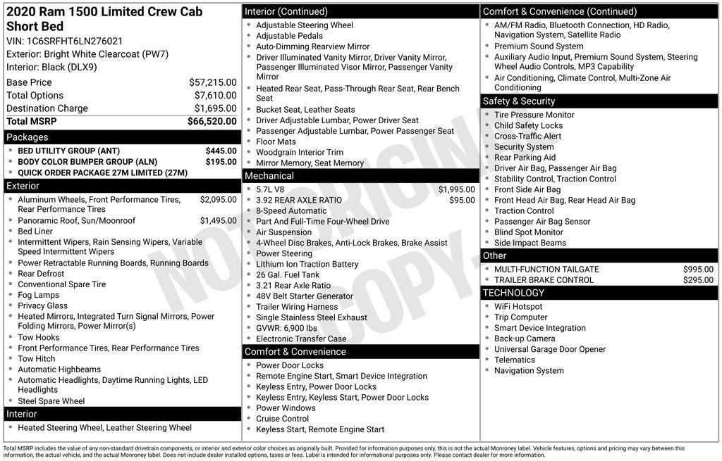 used 2020 Ram 1500 car, priced at $37,500