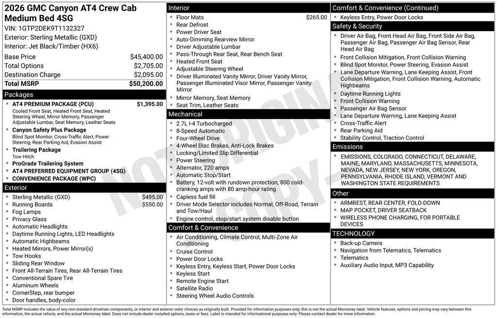 new 2026 GMC Canyon car, priced at $47,200