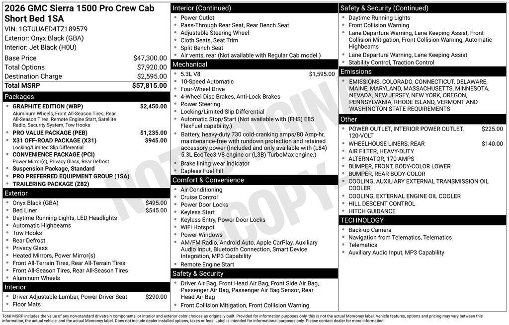 new 2026 GMC Sierra 1500 car, priced at $52,965