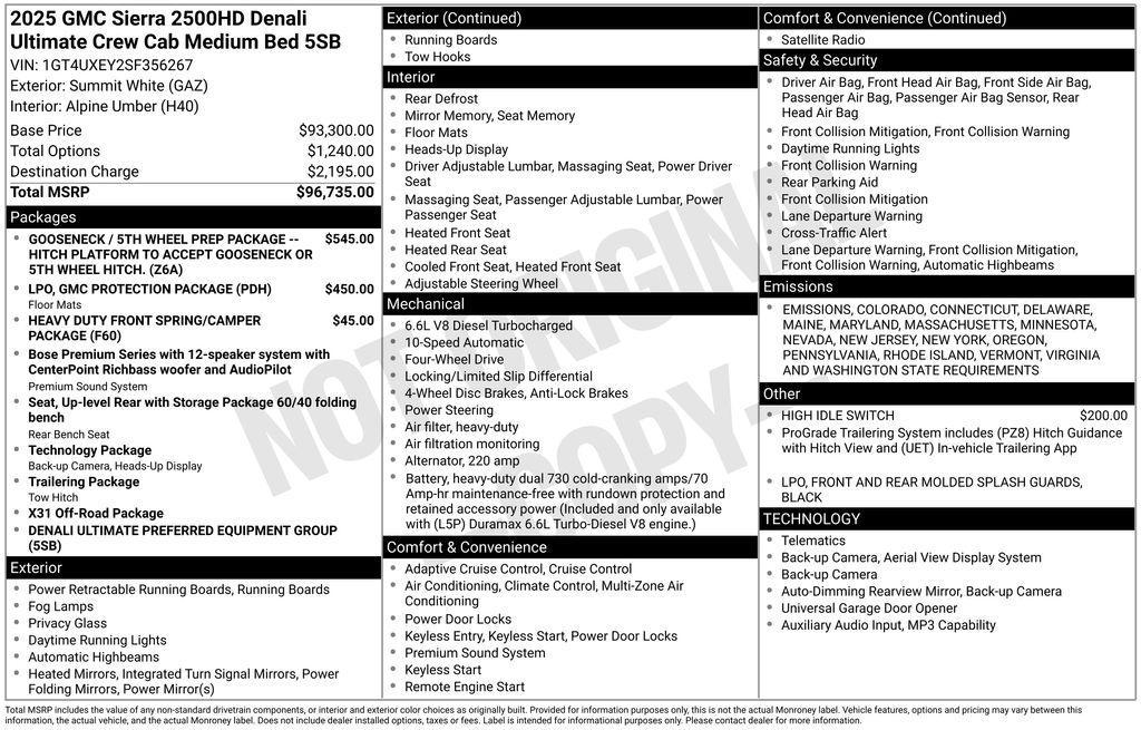 new 2025 GMC Sierra 2500 car, priced at $89,000