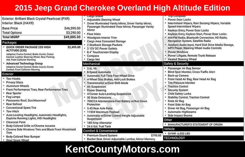 used 2015 Jeep Grand Cherokee car, priced at $15,500