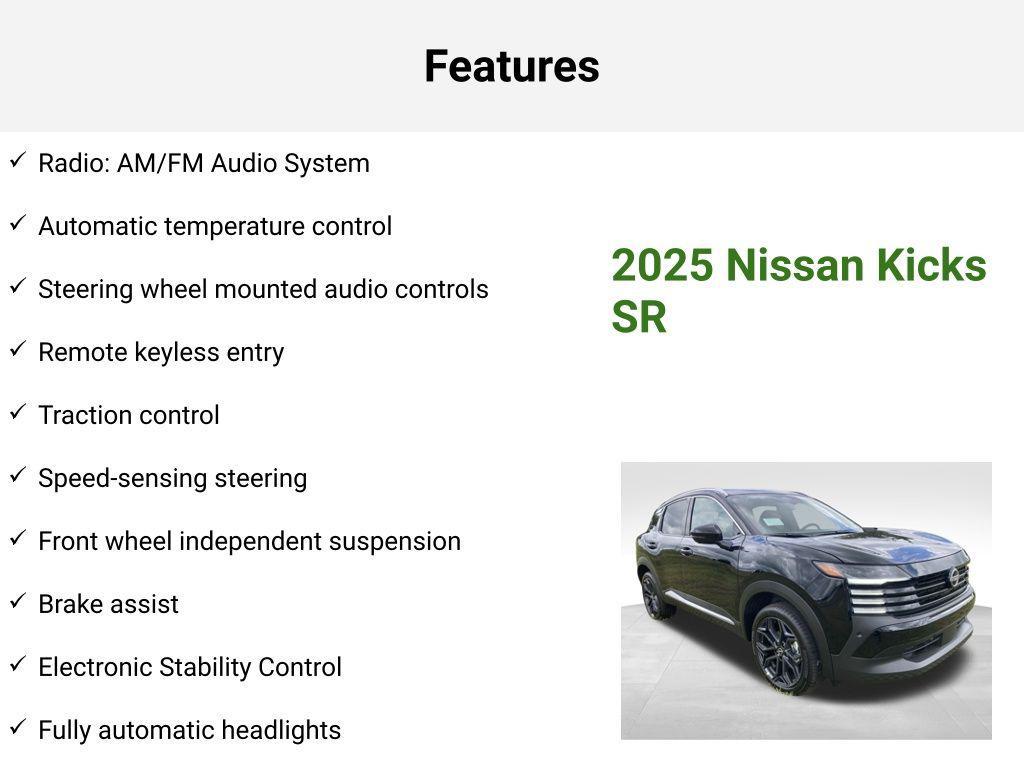 new 2025 Nissan Kicks car, priced at $25,658