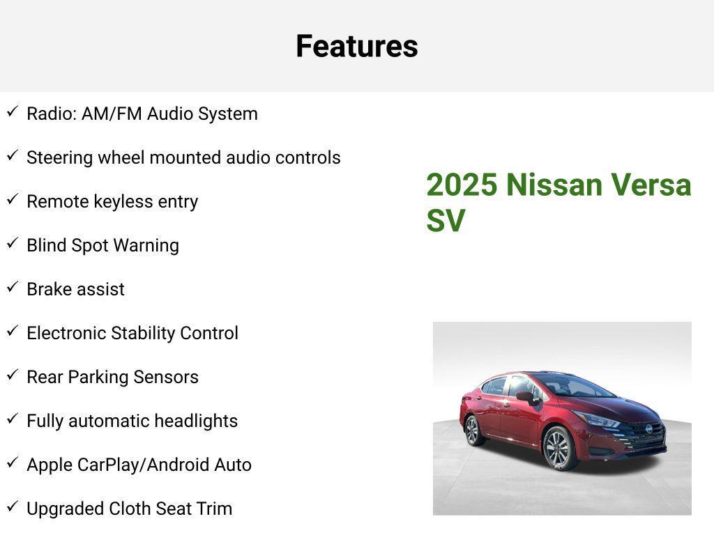 new 2025 Nissan Versa car, priced at $21,059