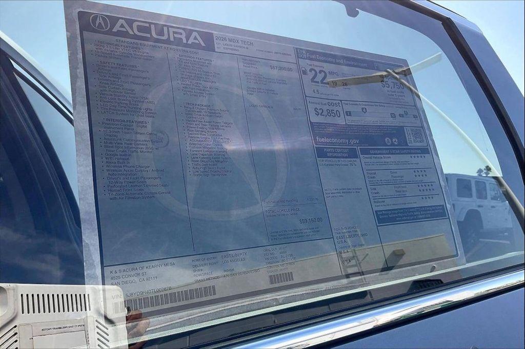 new 2026 Acura MDX car, priced at $57,800