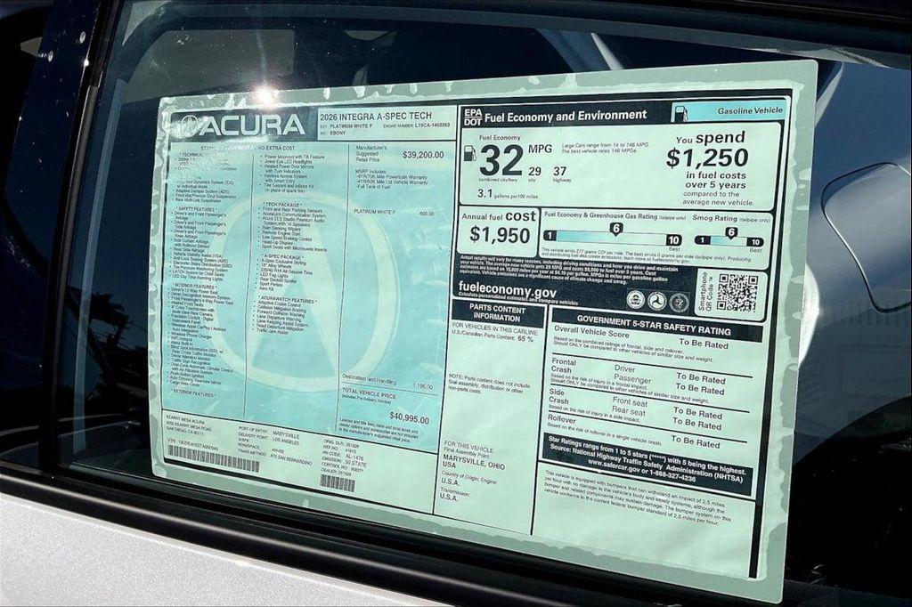 new 2026 Acura Integra car, priced at $40,995