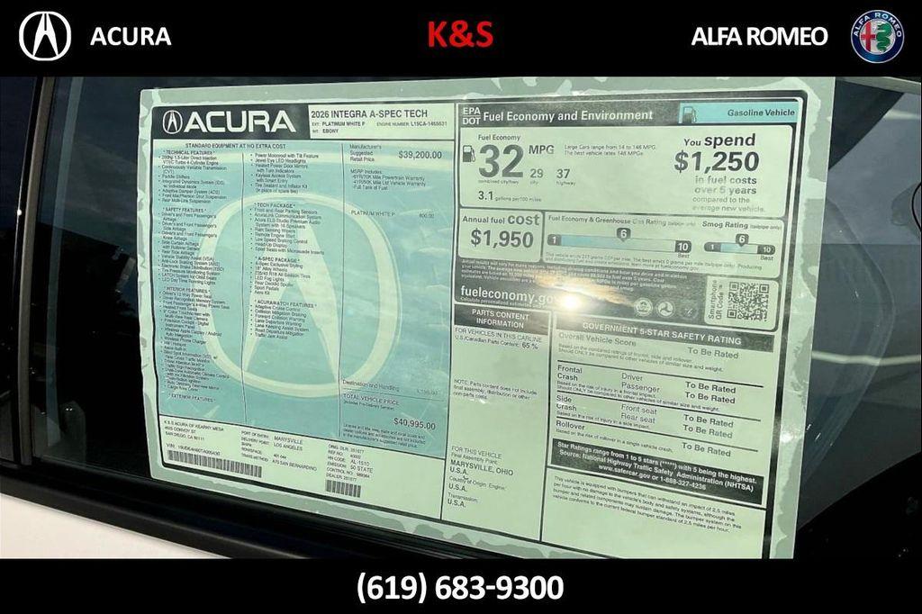 new 2026 Acura Integra car, priced at $40,995