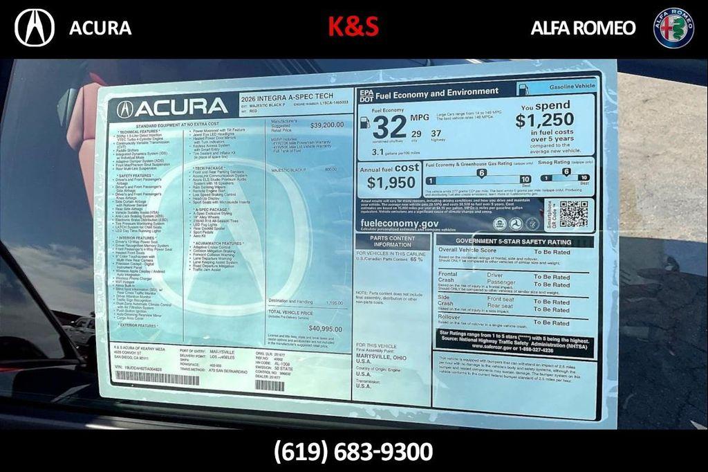 new 2026 Acura Integra car, priced at $39,800