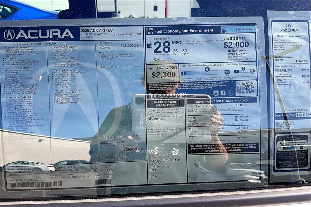 new 2025 Acura ADX car, priced at $39,950