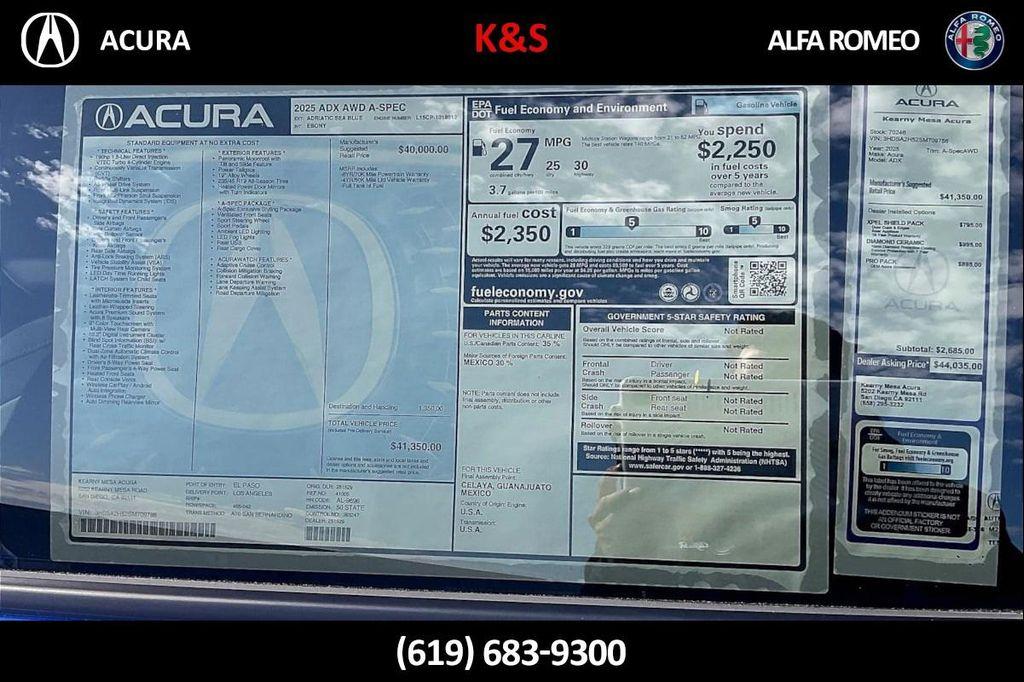 new 2025 Acura ADX car, priced at $41,350