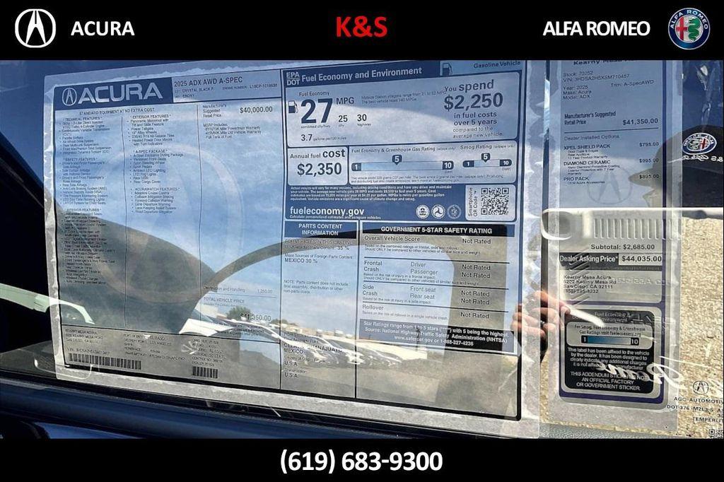 new 2025 Acura ADX car, priced at $41,350