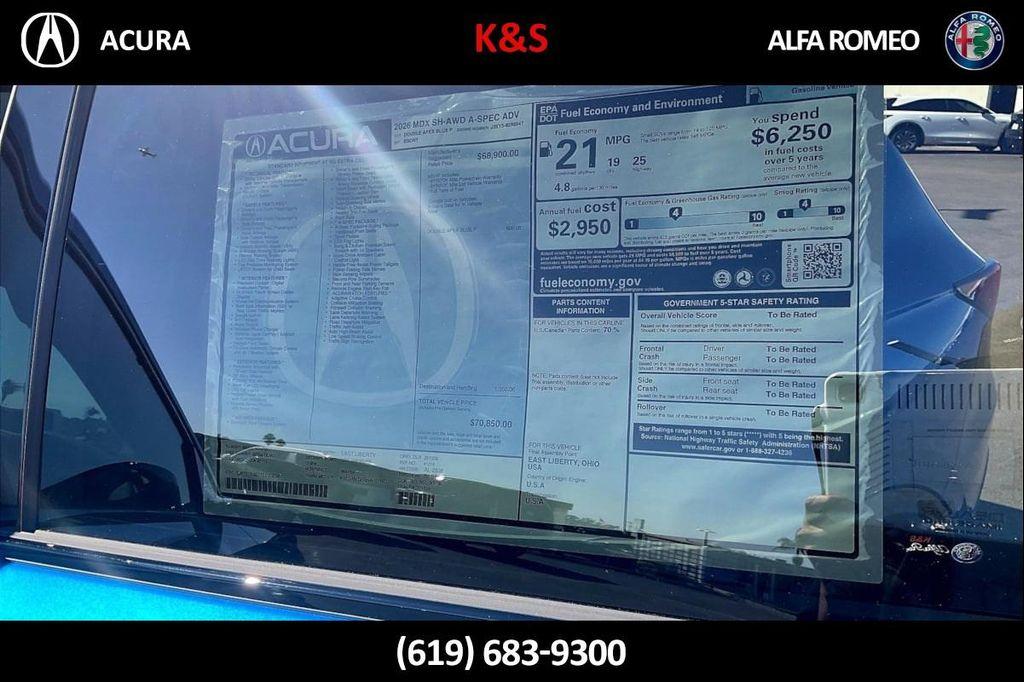 new 2026 Acura MDX car, priced at $69,500