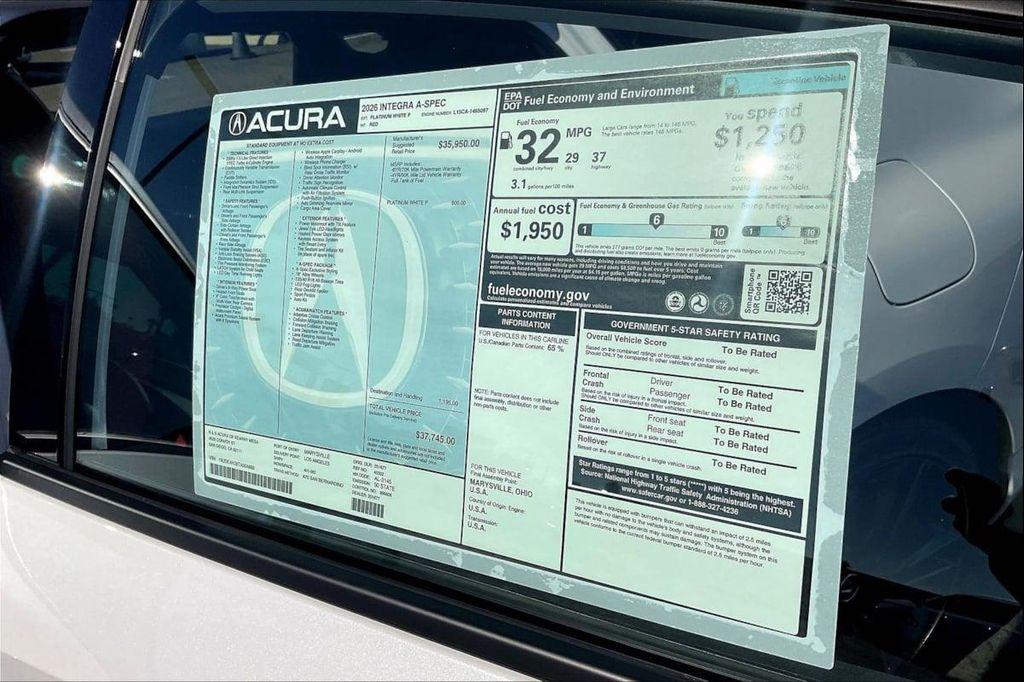 new 2026 Acura Integra car, priced at $36,550