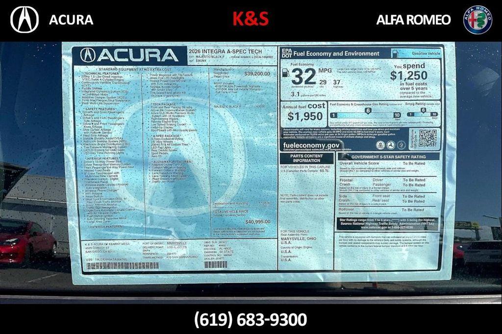 new 2026 Acura Integra car, priced at $40,995