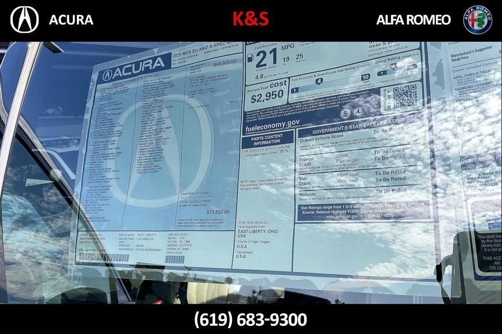 new 2026 Acura MDX car, priced at $70,850