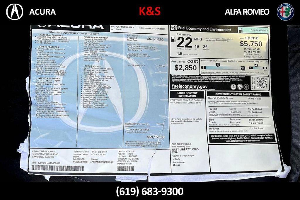 new 2026 Acura MDX car, priced at $59,150