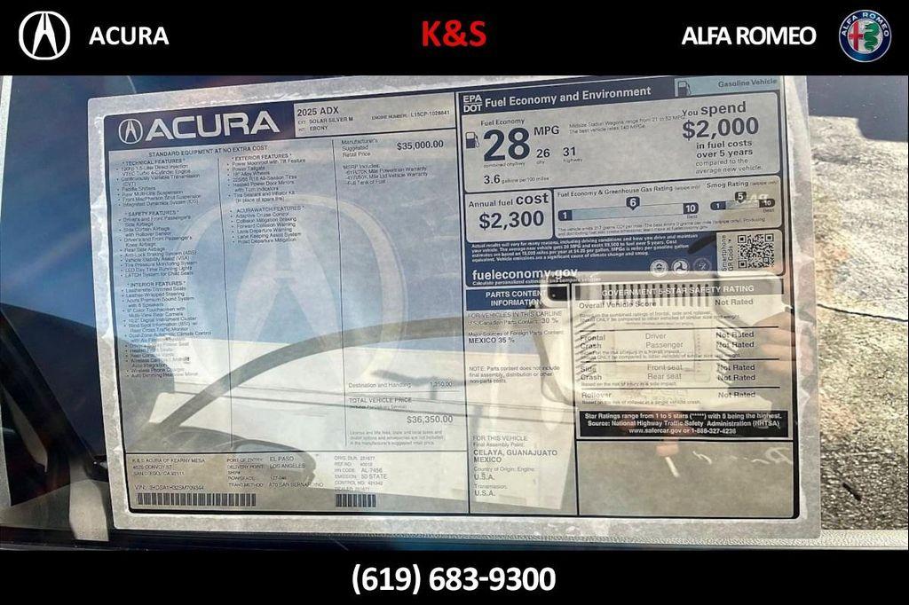 new 2025 Acura ADX car, priced at $36,350