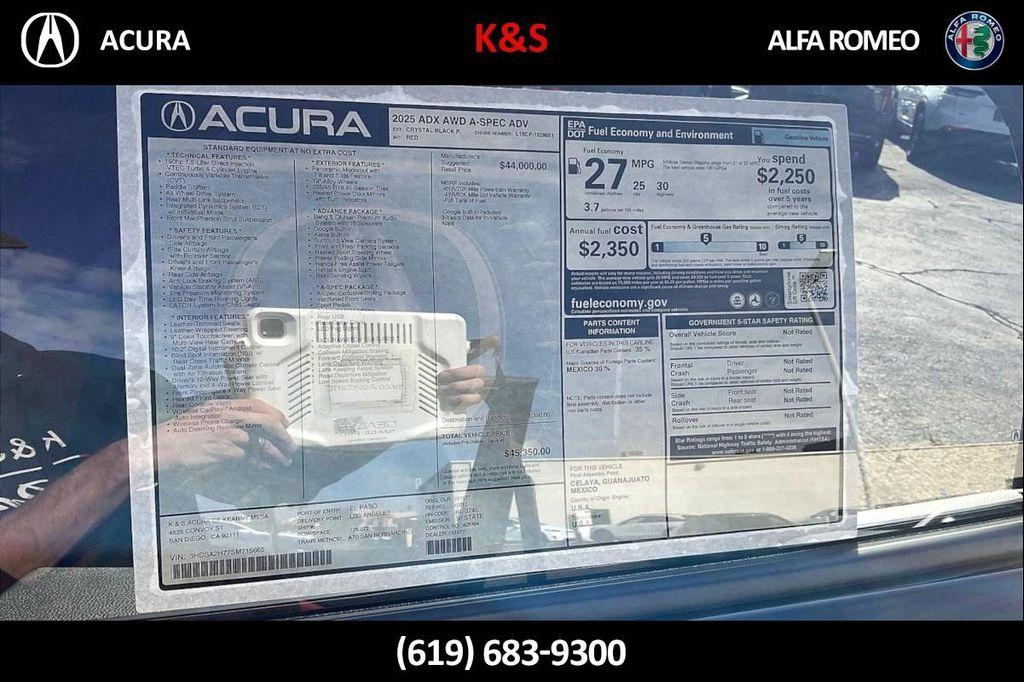 new 2025 Acura ADX car, priced at $54,830