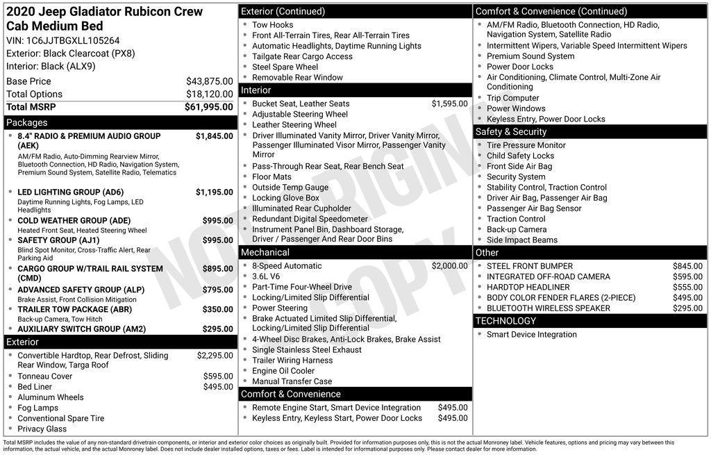 used 2020 Jeep Gladiator car, priced at $32,553