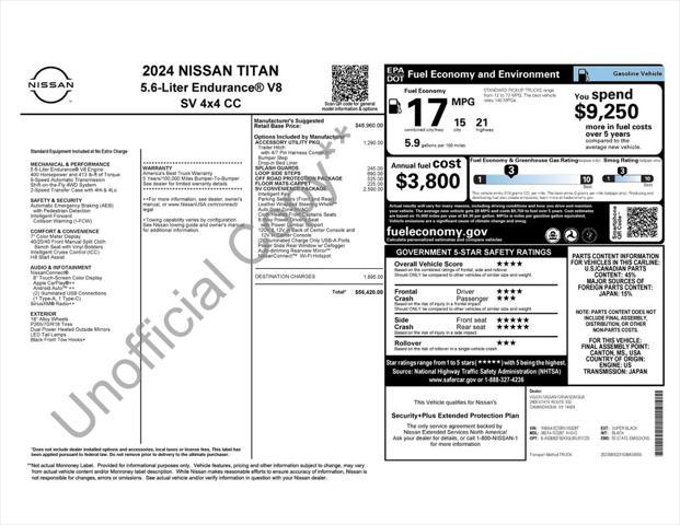 new 2024 Nissan Titan car, priced at $51,122
