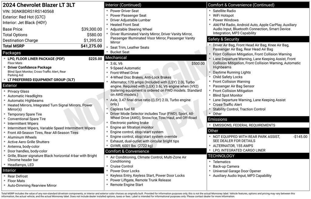 used 2024 Chevrolet Blazer car, priced at $29,994