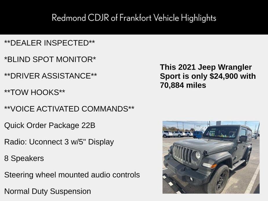 used 2021 Jeep Wrangler car, priced at $24,900