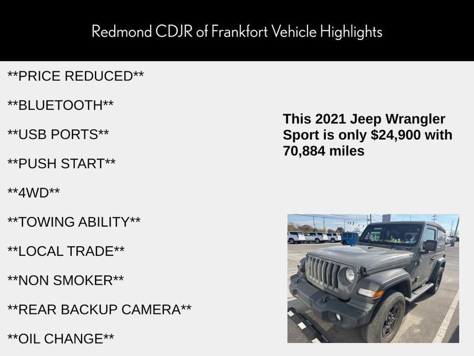 used 2021 Jeep Wrangler car, priced at $24,900