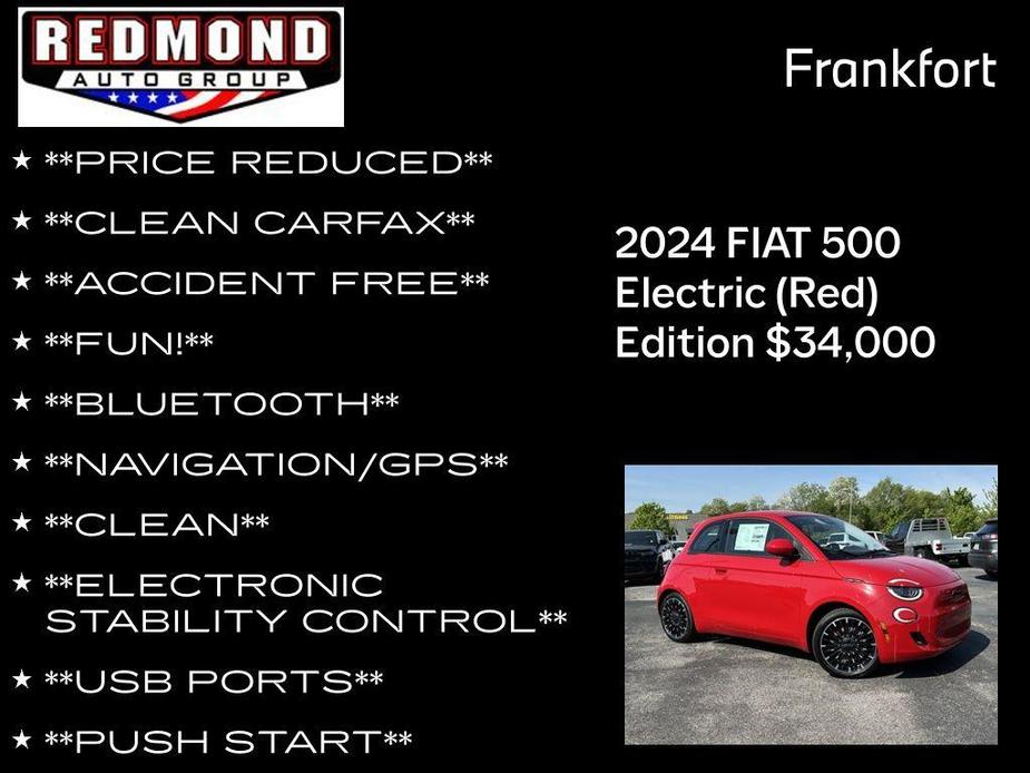 new 2024 FIAT 500e car, priced at $34,000