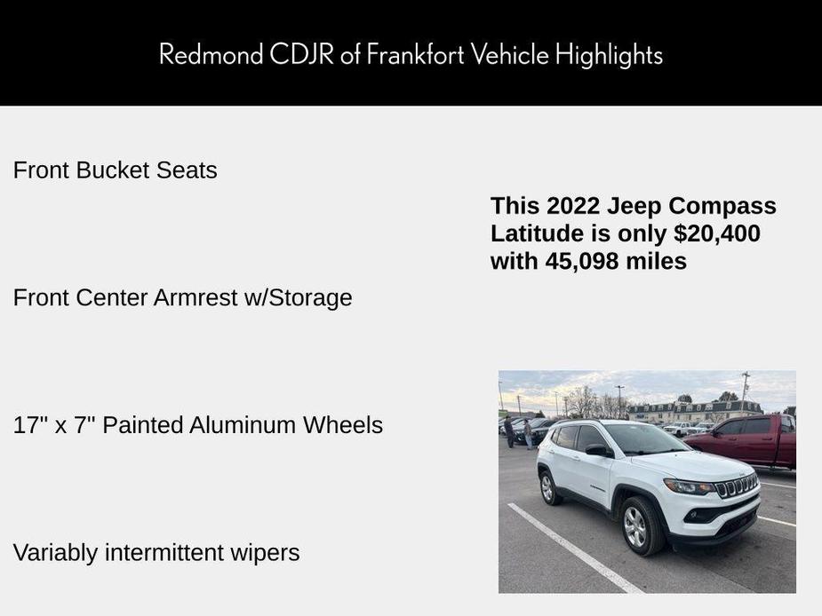 used 2022 Jeep Compass car, priced at $20,400