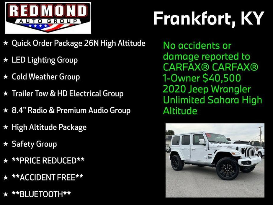 used 2020 Jeep Wrangler Unlimited car, priced at $40,500