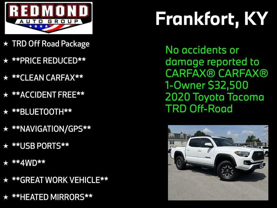 used 2020 Toyota Tacoma car, priced at $32,500