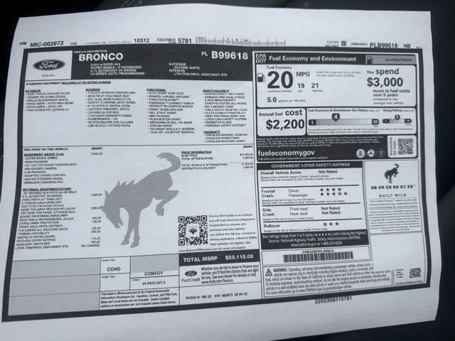 used 2023 Ford Bronco car, priced at $51,498