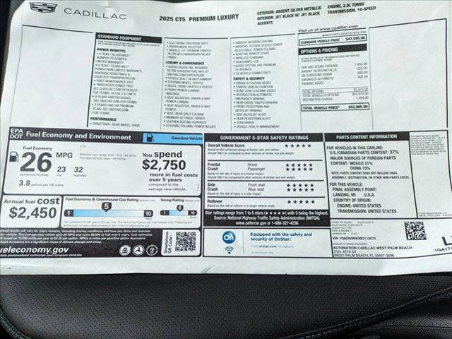 new 2025 Cadillac CT5 car, priced at $52,065