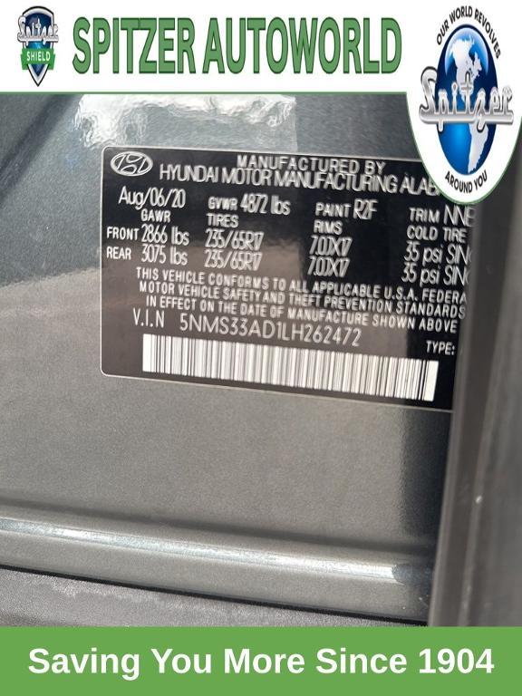 used 2020 Hyundai Santa Fe car, priced at $19,174