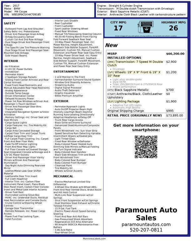 used 2017 BMW M4 car, priced at $38,990