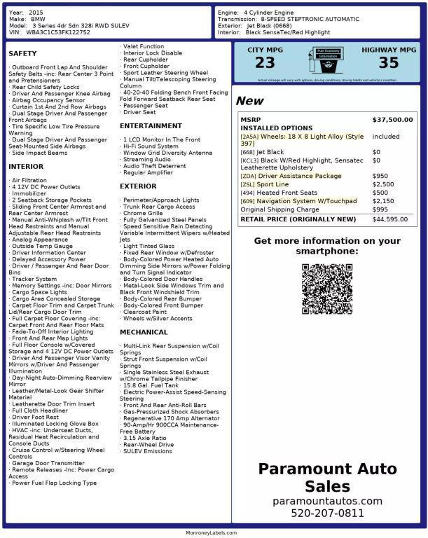 used 2015 BMW 328 car, priced at $10,990