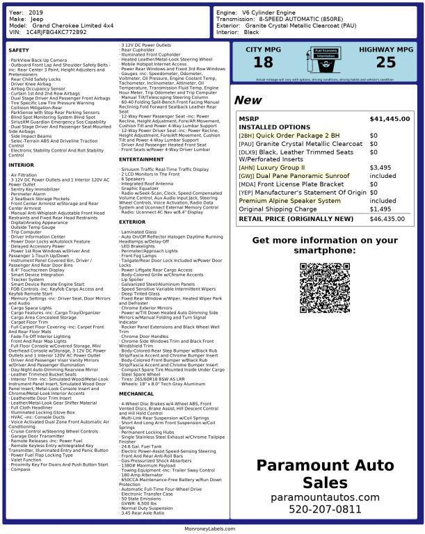 used 2019 Jeep Grand Cherokee car, priced at $17,990